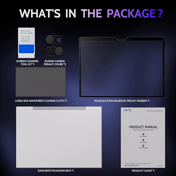 Privacy Screen for MacBook Pro 13 In & MacBook Air 13 Inch, MagicSuction™