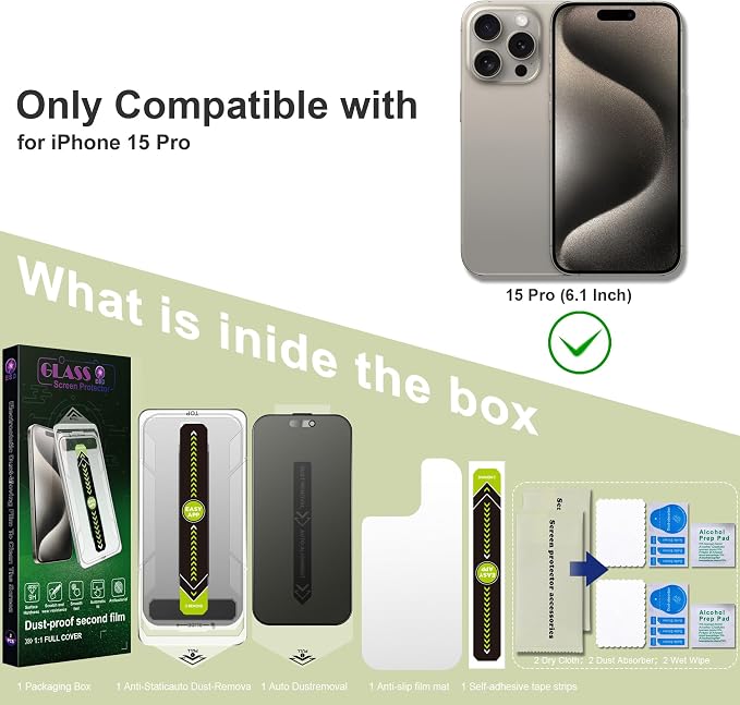 9H Tempered Glass, Anti-Glare, Full Coverage, Anti-Fingerprint, Auto Dust