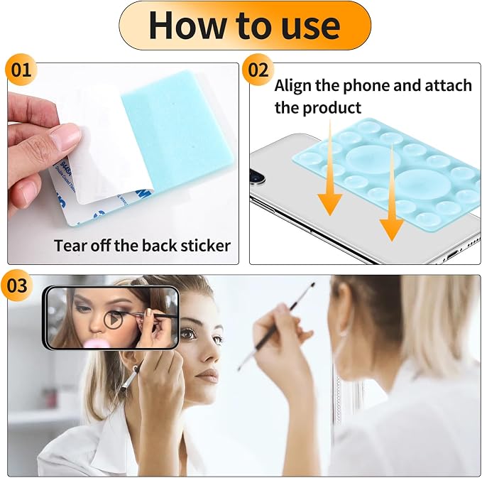 ZYCCER Double Sided Silicone Suction Phone Holder Mount, Compatible