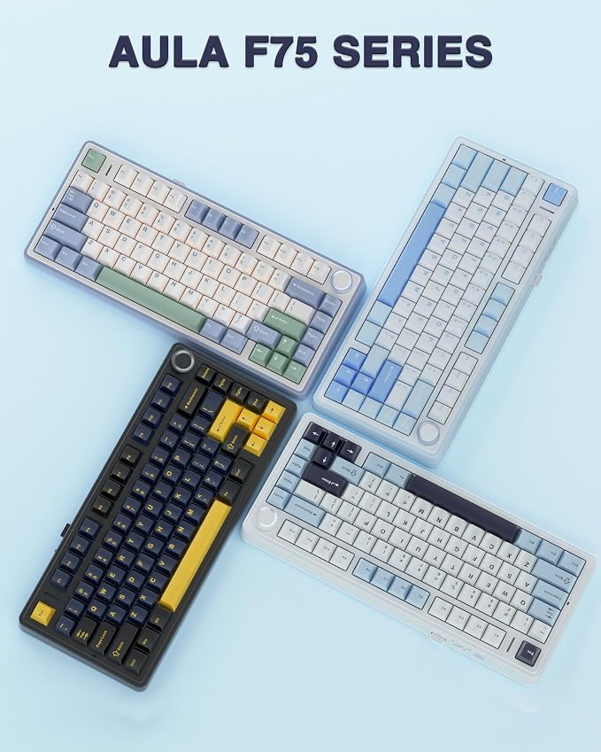 AULA F75 75% Wireless Mechanical Keyboard, Hot Swappable Creamy Keyboard