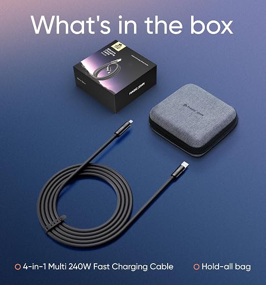 MAGIC JOHN 240W 4 in 1 Charging Cable, 6.6FT USB C to Lightning Cable, Chubby