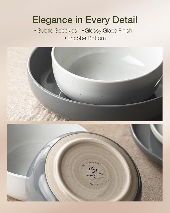 Famiware Milkyway 12-Piece Stoneware Dinnerware Set, Dishes Set