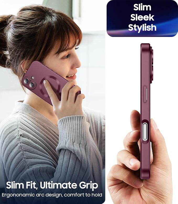 Magnetic for iPhone 16 Case Slim Soft Silicone Bumper Shockproof Metallic