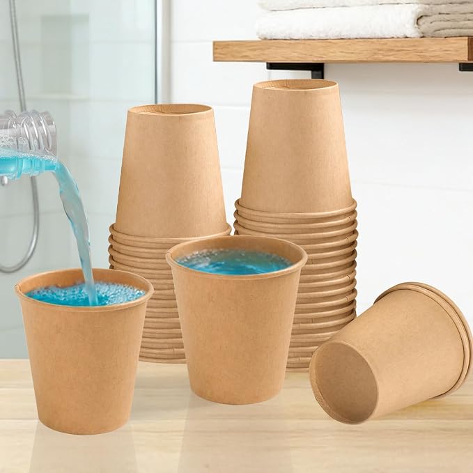 BYSNOW 400 Pack 3 oz Kraft Paper Cups, Small Disposable Bathroom Cups |