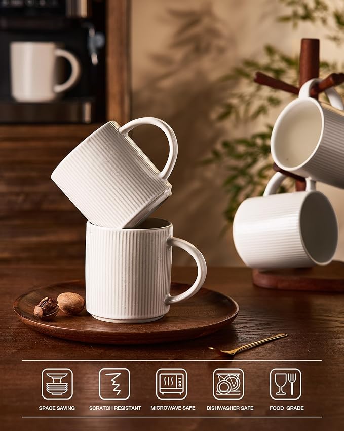 famiware Coffee Mug Set for 8, Star 16 oz Catering Mugs Cup Set