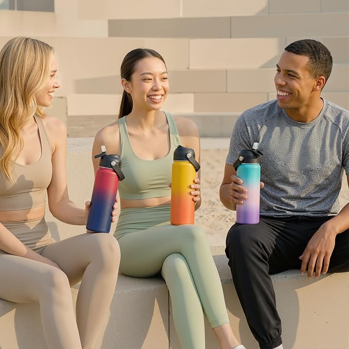 Fijinhom 24oz Insulated Stainless Steel Water Bottle, Wide Mouth Double Wall