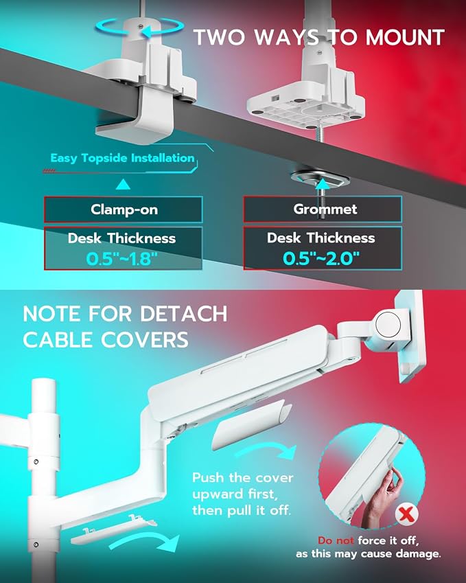Vertical Dual Monitor Mount for 17-49 Inch Ultrawide Heavy Duty Curved Screen