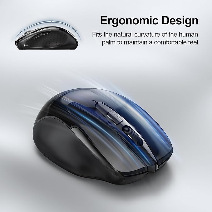 TECKNET Wireless Mouse Rechargeable 4800 DPI Silent USB A & Bluetooth Mouse 6