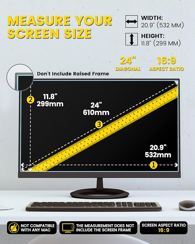 F FORITO 24 Inch 16:9 360°Privacy Screen Protector