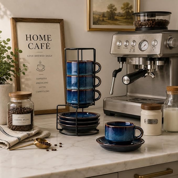 JIEMEI HOME Porcelain Stackable Cappuccino Cups