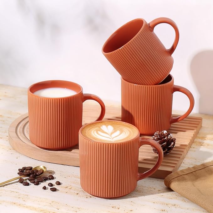 MONITO 16Oz Coffee Mugs Set of 4, Rustic Ceramic Coffee Cups Set