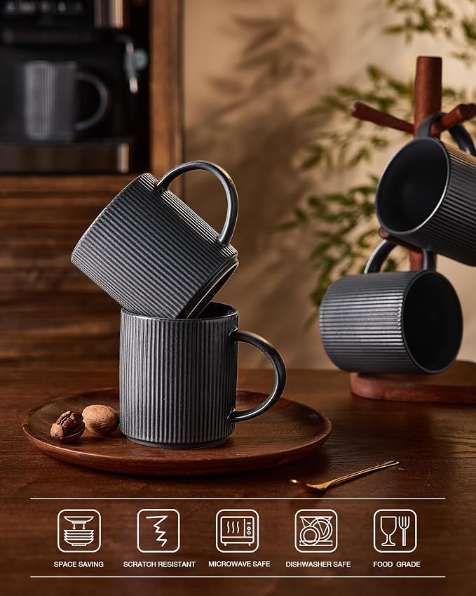famiware Coffee Mug Set for 4, Star 16 oz Catering Mugs Cup Set