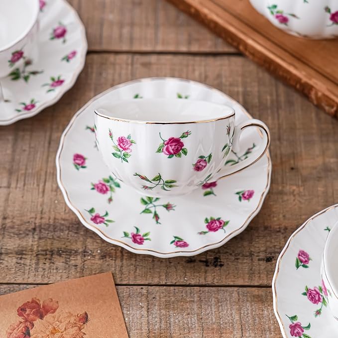 Rose Flowers Ceramic Tea Set,Tea Sets