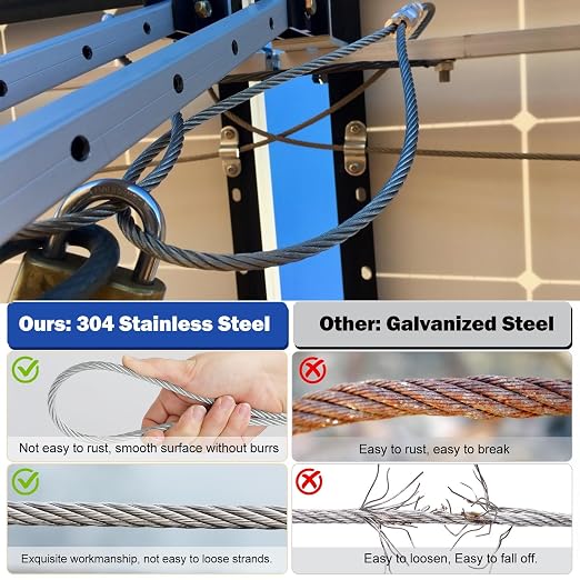 TooTaci 3/16" Stainless Steel Cable, 50ft Wire Rope