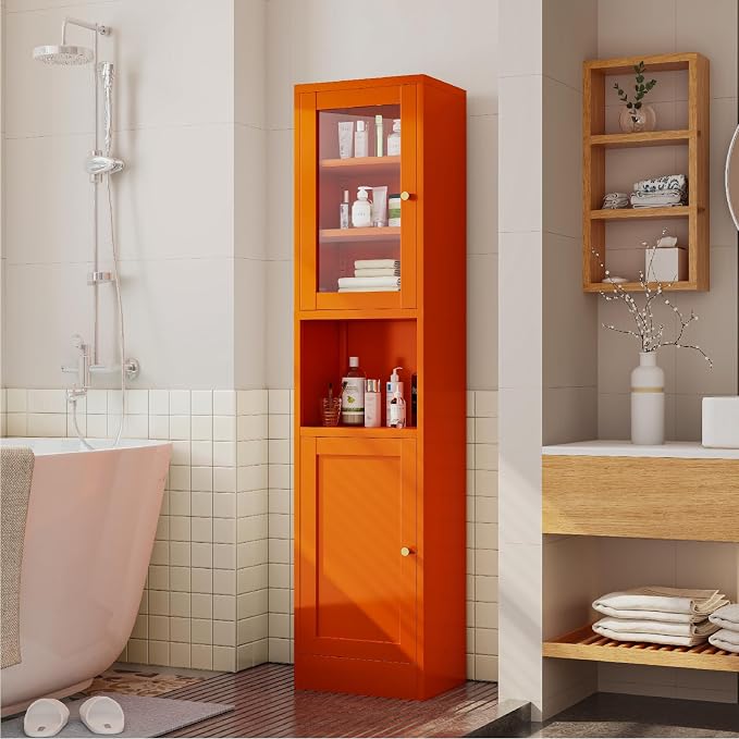 Metal Bathroom Storage Cabinet, Slim Metal Locker