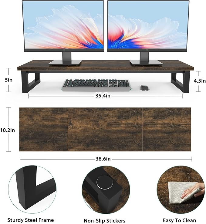 Dual Monitor Stand Riser, 39Inch Large Monitor Stands