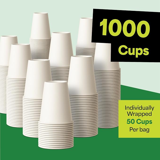 EconoHome 8 oz 1000 Pack Disposable Coffee Paper Cups