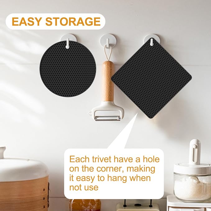 4 PCS Heat Resistant Silicone Trivet Mats