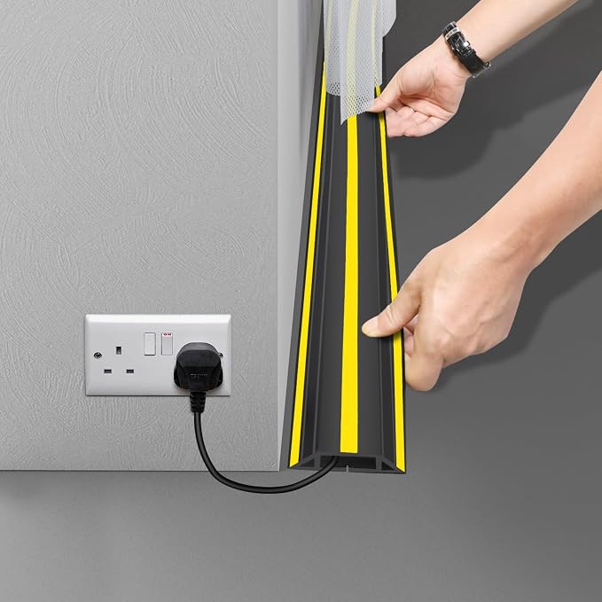 6.5 ft Cord Covers for Wires on Floor, Heavy Duty PVC Duct Floor Cord Cover