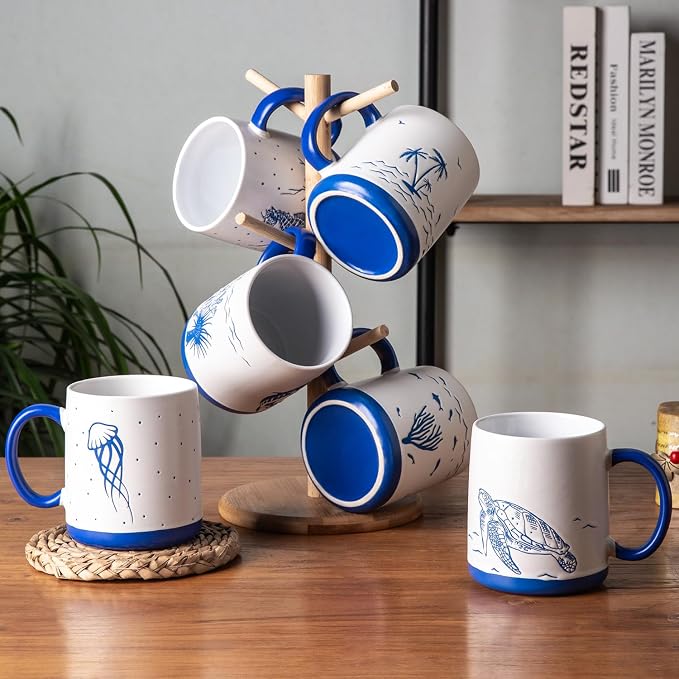 AmorArc Large Coffee Mugs Set of 6, 18oz Ceramic Coffee Cups