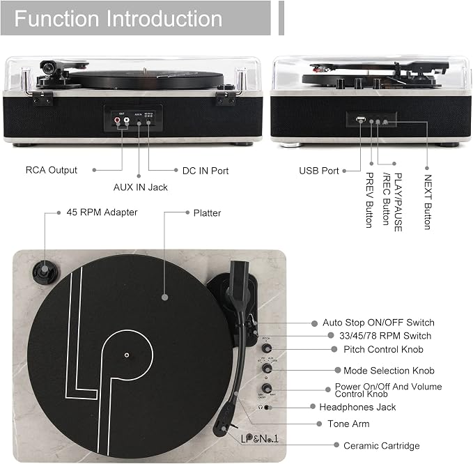 LP&NO.1 Record Player wirelessTurntable