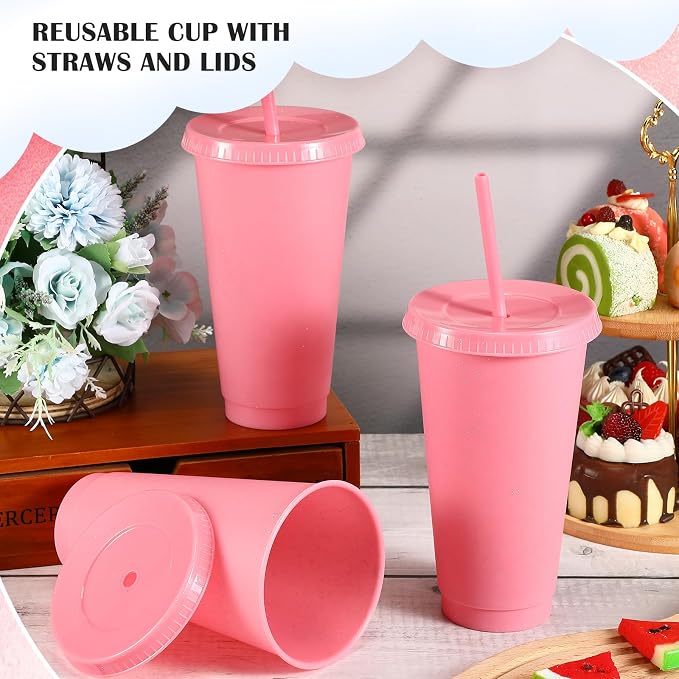 Uiifan 6 Pcs 24 oz Reusable Tumbler