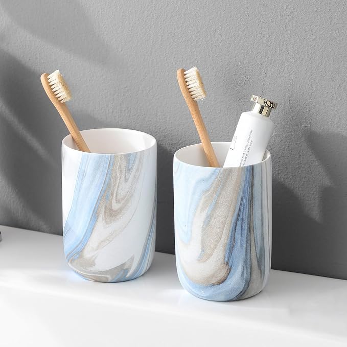 Blue Marble Toothbrush Holders
