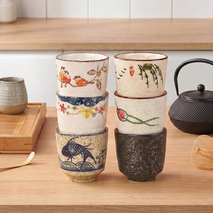 Japanese Tea Cups, Ceramic Matcha Cup, Handless Espresso Cups | 6oz Small