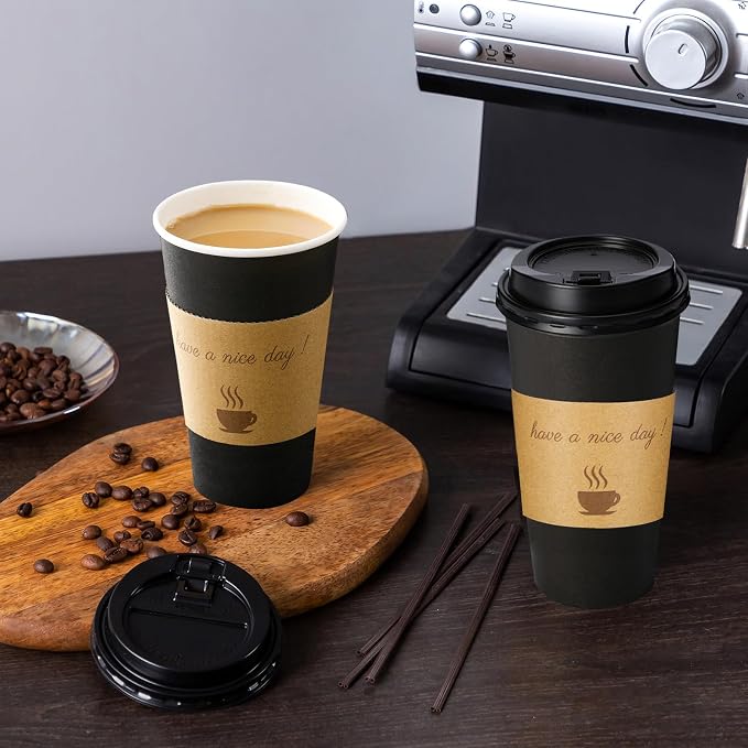 Lamosi 20 oz Coffee Cups 50 Pack, Disposable To Go Paper Cups