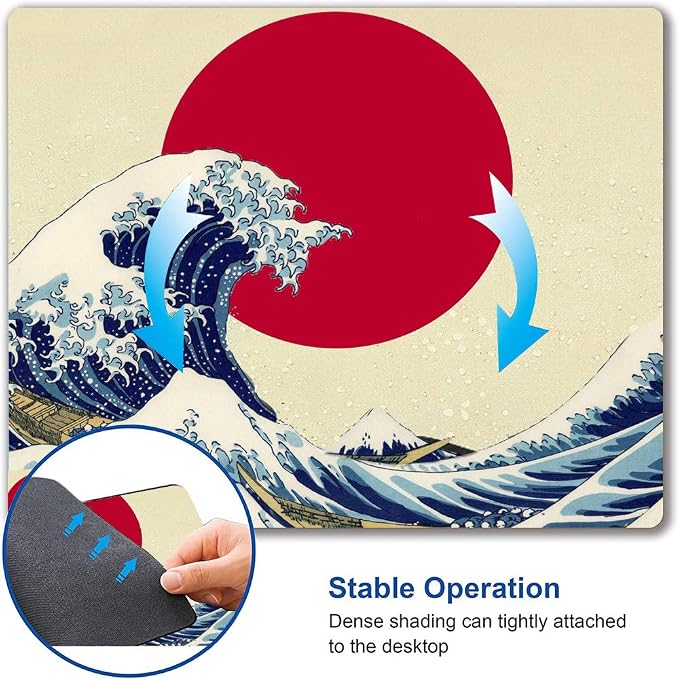 Gaming Mouse Pad, Japanese The Great Wave Off Kanagawa Mouse Pad Non-Slip