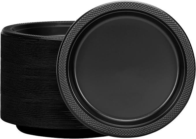 Black Plastic Plates 9 Inch