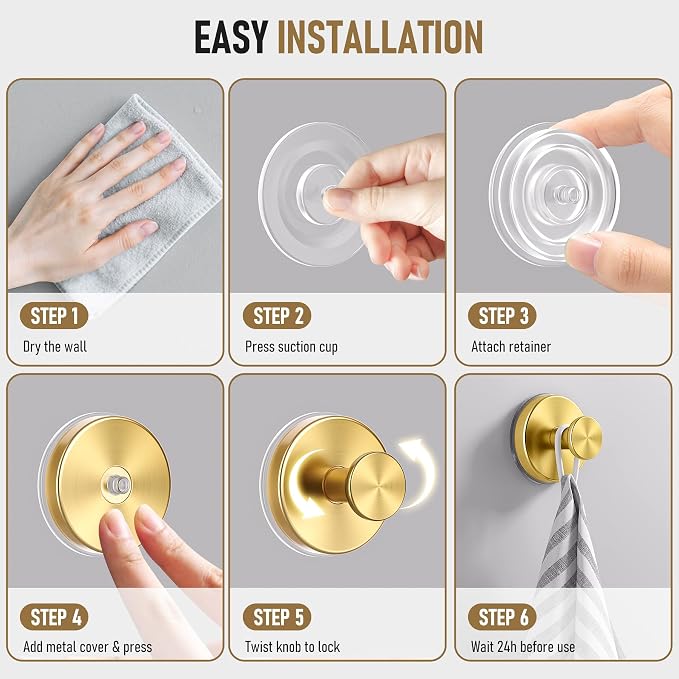 Suction Cup Hooks for Shower, Shower Hooks for Inside Shower, No Drill Bathroom