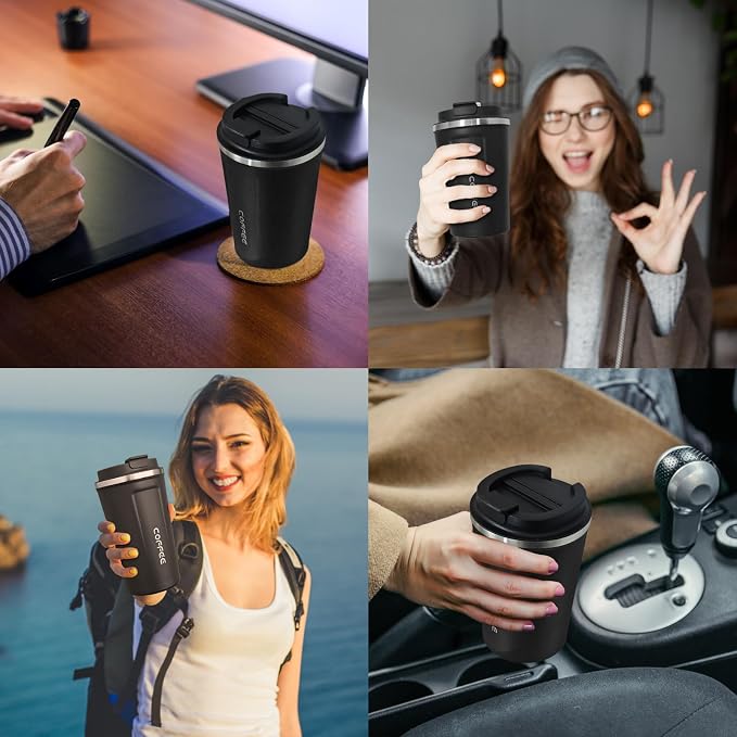 4 Pack Travel Coffee Mug 12oz Insulated Coffee Cup