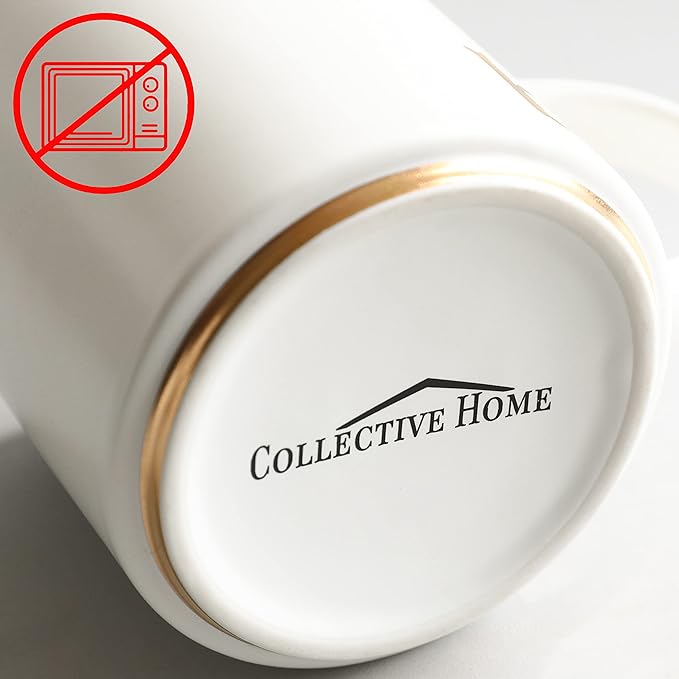 COLLECTIVE HOME Ceramic Coffee Mug, 15 oz Monogram Cup