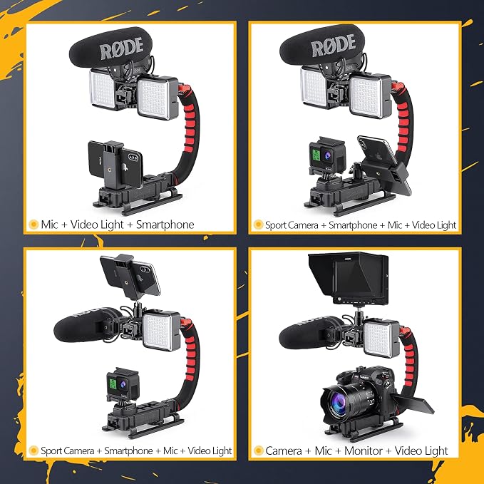 Zeadio Camera Smartphone Stabilizer, Handle Grip Handheld Video Rig,