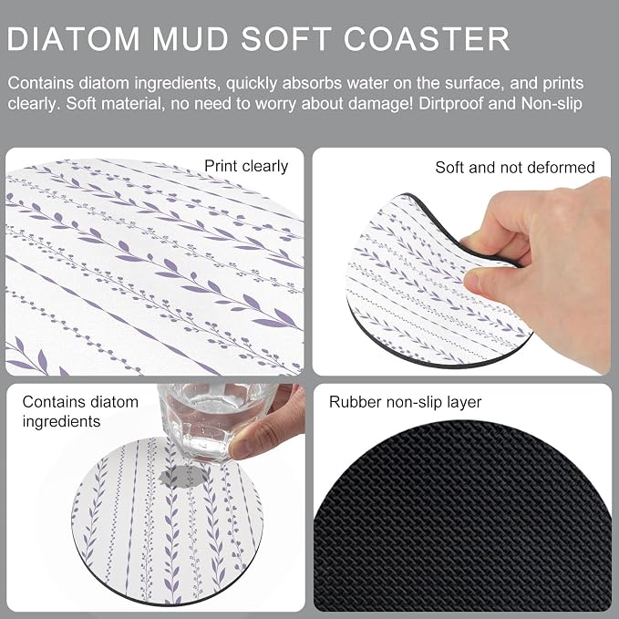 Modern Minimalist Coasters Set of 2, Absorbent Coasters