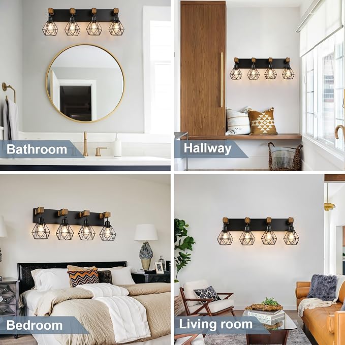 4 Light Farmhouse Vanity Light for Bathroom