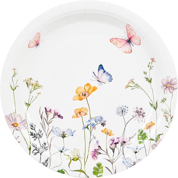 AimFun 48 Pcs Wildflower Paper Plates 9 Inch Disposable Floral Plates |