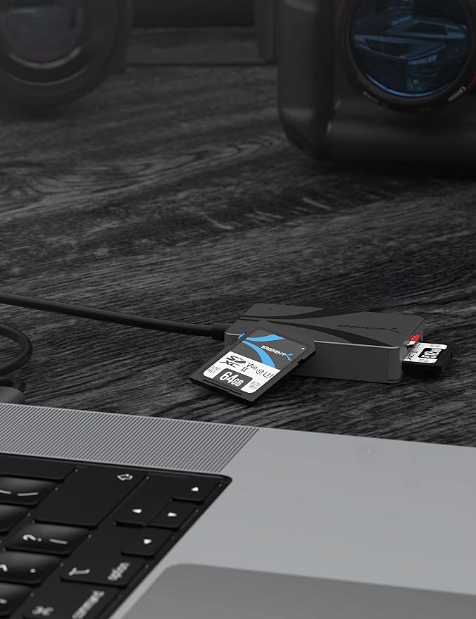 SABRENT USB Type-C Card Reader, Dual-Slot UHS-II SDXC and microSDXC SD 4.0