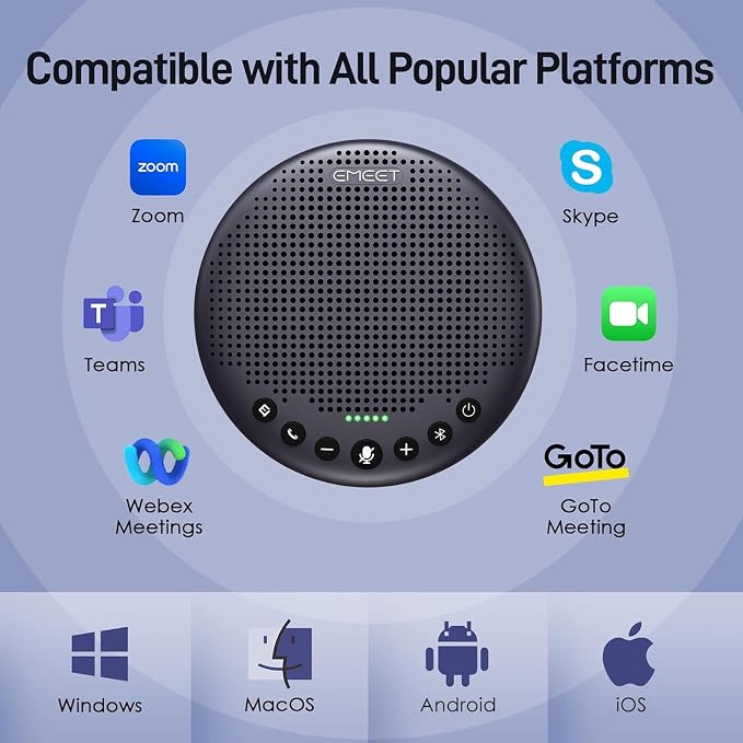 EMEET Conference Speaker and Microphone w/8 Mics, 360° Voice Pickup, Noise
