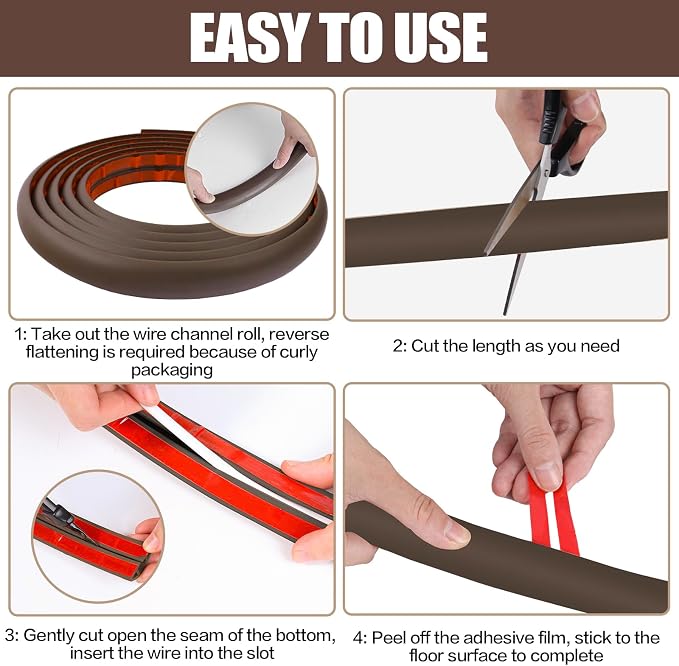 Floor Cord Cover Cable Cavity Self Adhesive Cord Hider Floor 3.3FT Floor Cable