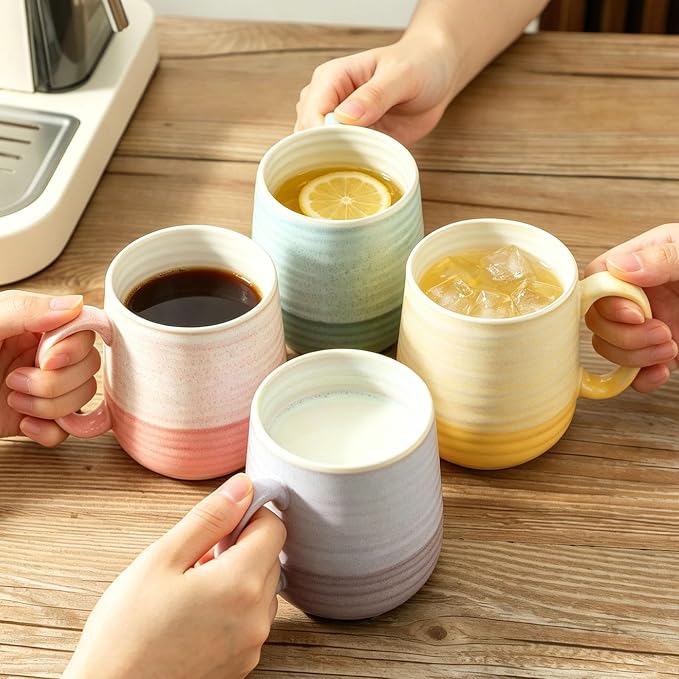 HASENSE 15oz Coffee Mugs Set of 4, Ceramic Coffee Cups