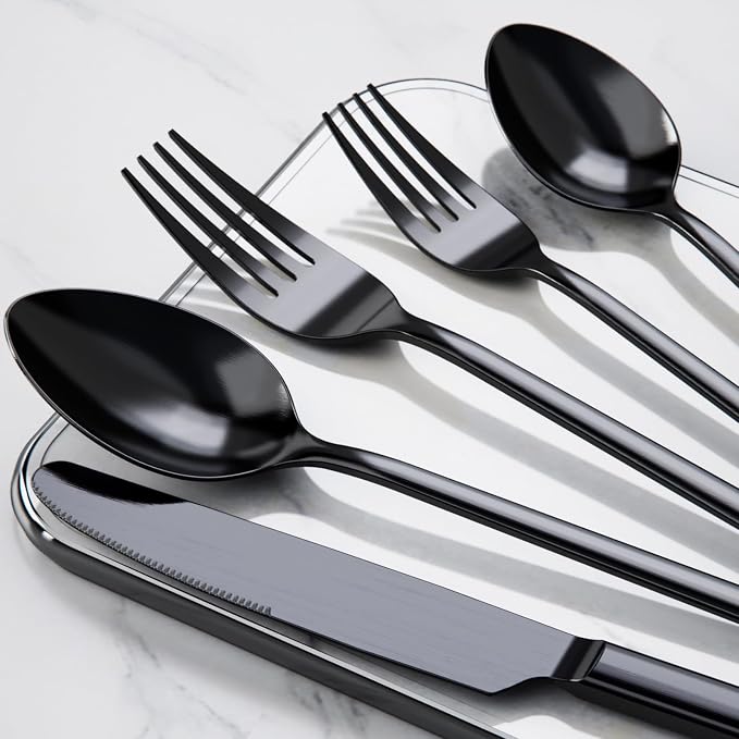 Black Silverware Set, 40 Piece Flatware Set