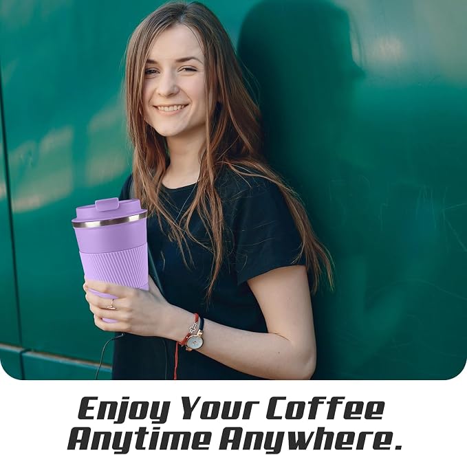 Vacuum Insulated Stainless Steel Travel Coffee Mug, Leak Proof Cup