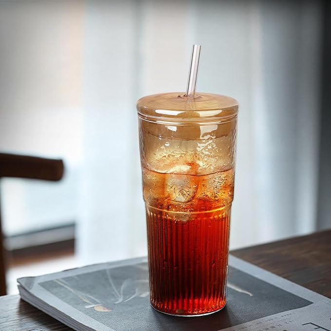 JunVpic Glass Coffee Tumbler, 20 oz Glass Cup