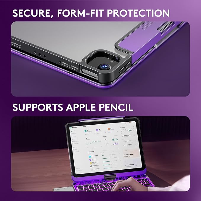 GUSGU Transparent Case with Wireless Keyboard