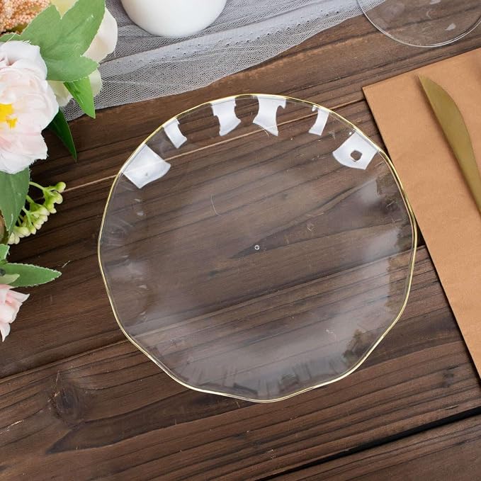 Efavormart 10 Pack | Clear 6" Round Plastic Dessert Salad Plates, Disposable