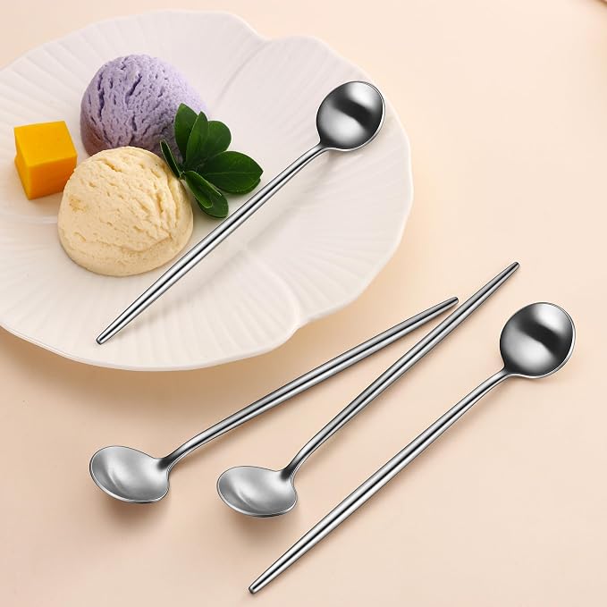 DEHOV 7.95 Inches SS18/10 Long Handle Iced Tea Spoons, Ice Cream, Iced