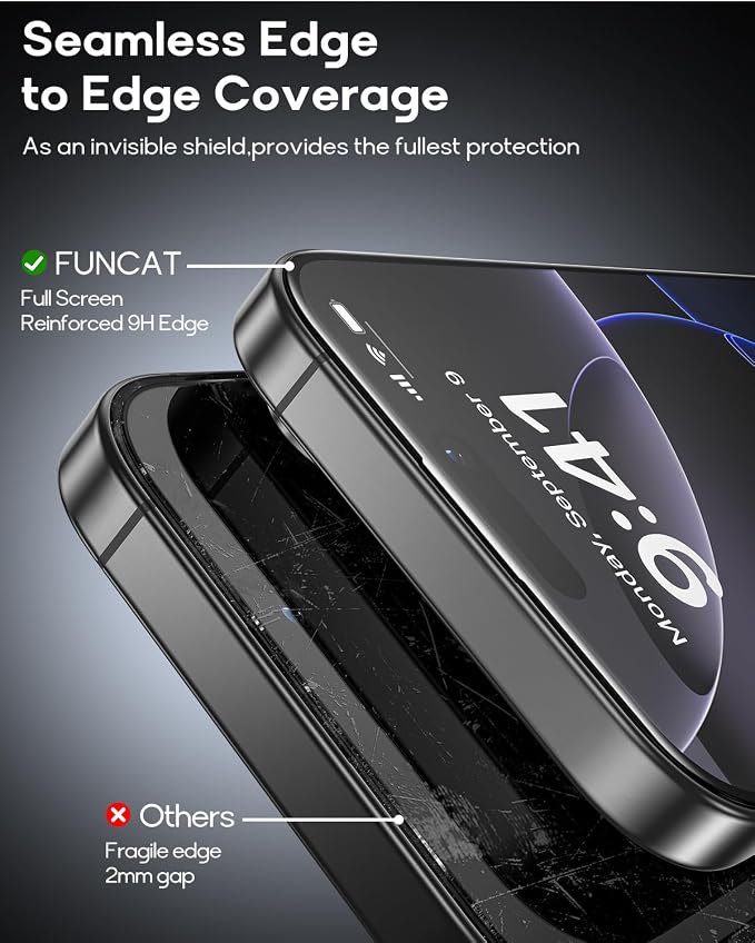 3 Pack for iPhone 15 Pro Tempered Glass Screen Protector:9H+ Durable, Auto