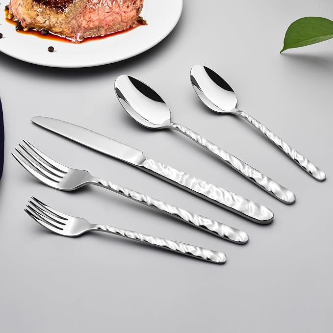 NICE KITCHEN Silverware Set, 40 Piece Heavy Duty Silverware Cutlery Sets |
